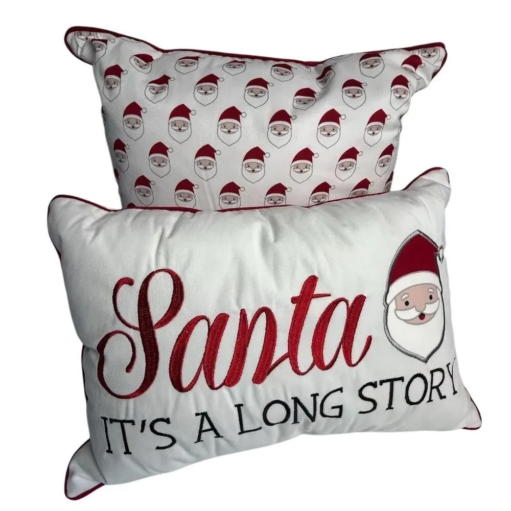 Santa Throw Pillows 19”x19” and 19” x 13” Santa‎ Print Design